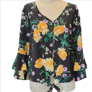 NO TAG V-NECK TIE FRONT BLOUSE